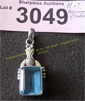 large 14 ct aquamarine sterling pendant.  Lab