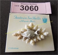 Vintage handmade sea shell broach