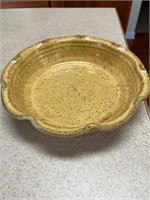 Vintage, handmade, pottery, pie dish signed