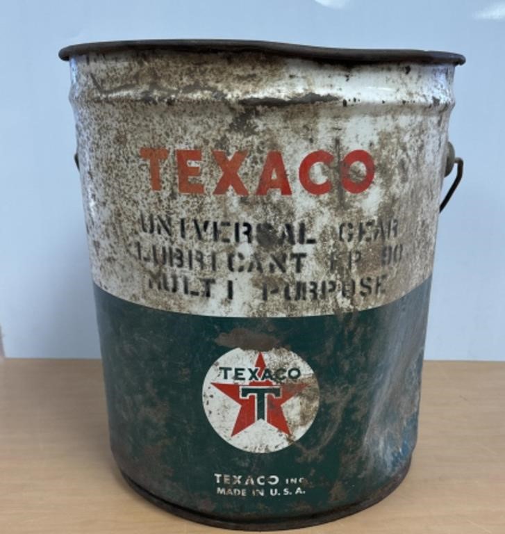 13" TALL METAL TEXACO GAS AND OIL USED CAN /NO SHP