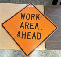 41" X 41 ORANGE WORK AREA AHEAD METAL SIGN /NO SHP