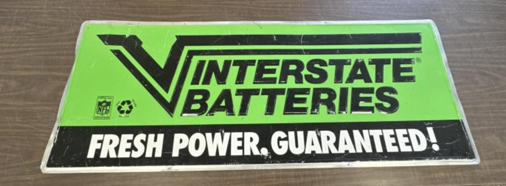 59" X 24" METAL INTERSTATE BATTERIES SIGN / NO SHI