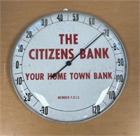 12" X 2 " GLASS THERMOMETER THE CITIZENS BANK VTG.