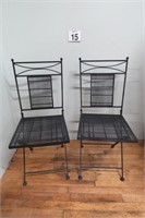 Pair Of Cast Iron Folding Lawn / Patio Chairs