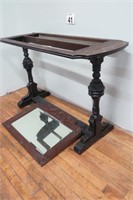 Antique Table Base & Leaded Glass Mirror