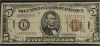 WW2 5 $ HAWAII EMERGENCY NOTE F