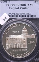 2001 P PCGS PF68 DC CAPITOL SILVER DOLLAR