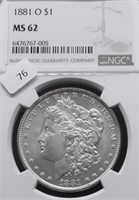 1881 O NGC MS62 MORGAN DOLLAR