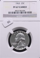 1963 NGC PF67 CAMEO WASHINGTON QUARTER