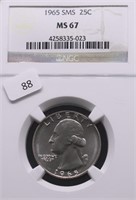 1965 SMS NGC MS67 WASHINGTON QUARTER