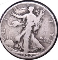 1929 S WALKING HALF DOLLAR F