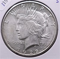 1922 S PEACE DOLLAR AU