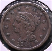 1844 LARGE CENT VF