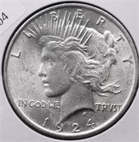 1924 CHOICE BU PEACE DOLLAR