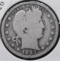 1893 BARBER QUARTER G