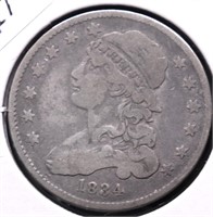 1834 BUST QUARTER F