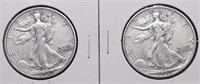 TWO AU WALKING HALF DOLLARS