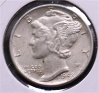 1942 CHOICE BU MERCURY DIME