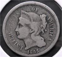 1865 3 CENT PIECE VG