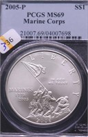 2005 P PCGS MS69 MARINE CORPS SILVER DOLLAR