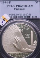 1994 P PCGS PF69DC VIETNAM SILVER DOLLAR