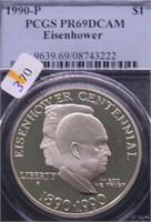 1990 P PCGS PF69 DC EISENHOWER SILVER DOLLAR