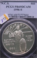 1996 S PCGS PF69DC NCS SILVER DOLLAR