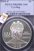 1995 P PCGS PF69DC CYCLING SILVER DOLLAR