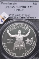 1996 P PCGS PF69DC PARALYMPIC SILVER DOLLAR
