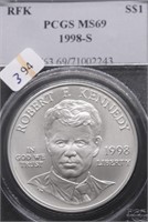 1998 S PCGS MS69 JFK SILVER DOLLAR