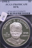 1998 S PCGS PF69DC RFK SILVER DOLLAR