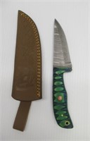4.5" Damascus steel fixed blade knife with