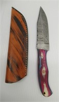 5.5" Damascus steel fixed blade knife with