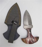 3.5" Damascus steel fixed blade knife with