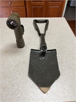 Vintage, flashlight, and folding shovel