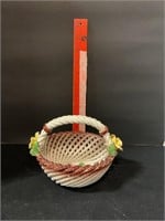 Glass decorative basket with handle