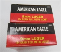 (100) Rounds of American Eagle 9mm Luger 124GR