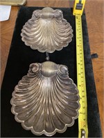 (2) sterling shell dishes, total 350 grams