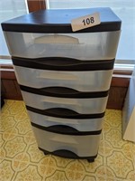 Rolling Storage Bin with (5) Drawers