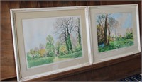 1930's Colored European Scene Etchings Signed
