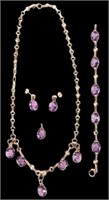 14K GOLD CUSTOM AMETHYST JEWELRY SET - 4 PIECE SET