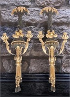 NUBIAN GOLD LEAFED SCONCES WALL FIXTURES (2)