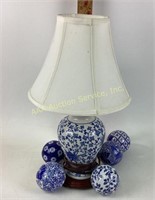 Blue and White Floral Table Lamp Ceramic Base and