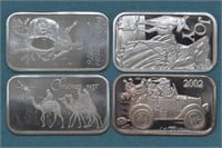 4 - 1ozt Silver .999 Holiday Bars (4ozt TW)