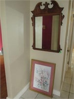 Framed art piece and mirror