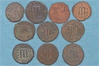 10 Byzatine Hammered Copper Coins