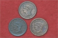 3 - Large Cents 54, 55 and 56