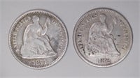 1871 and 72 Seated Liberty Half Dimes