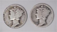 2 - 1921 Mercury Head Dimes