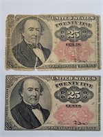 2 - 25 Cent Fractional Currencies